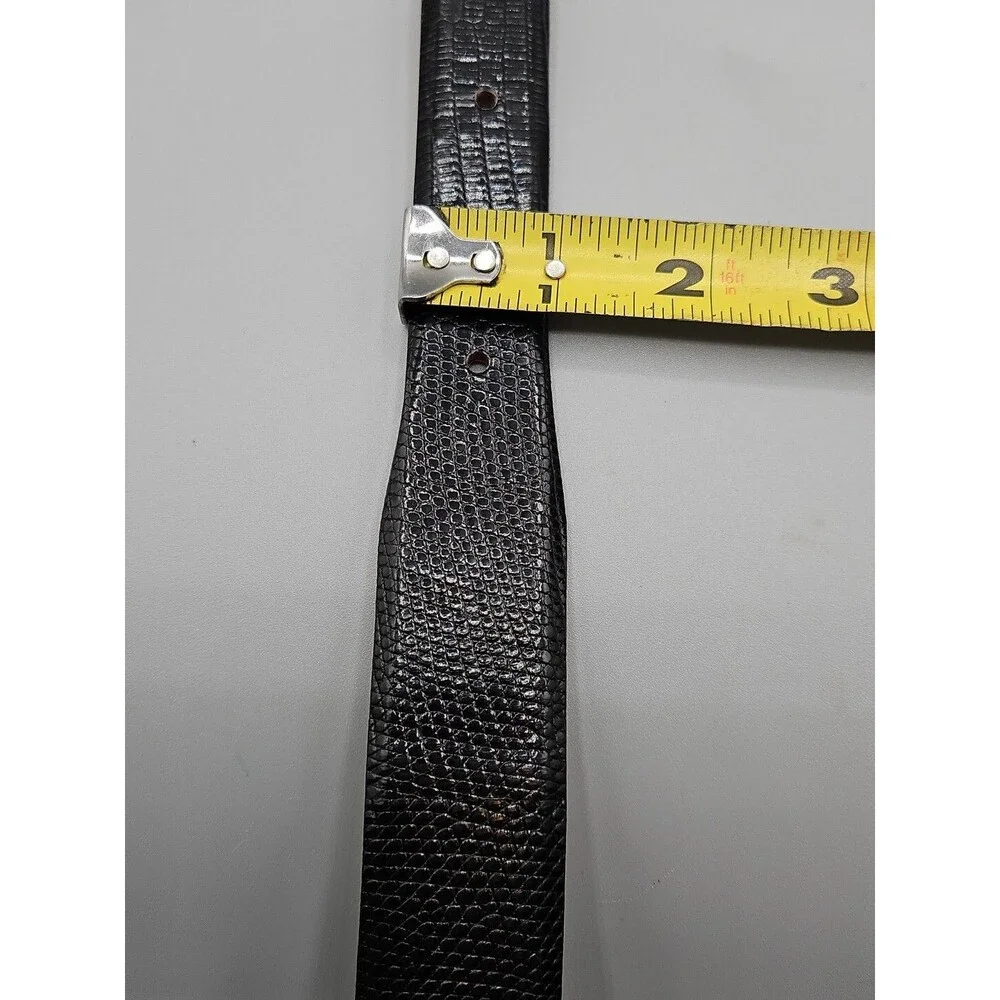 Hand Crafted Java Lizard Leather Crescent Belt Size 33 Black Brass USA Made